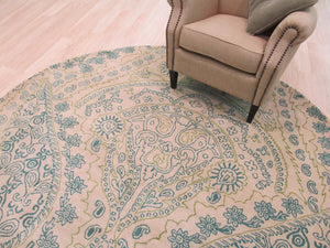 EORC Hand-tufted wool Ivory Transitional Paisley Jain Rug