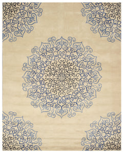 EORC Hand-tufted Wool Blue Transitional Oriental Modern Naiin Rug