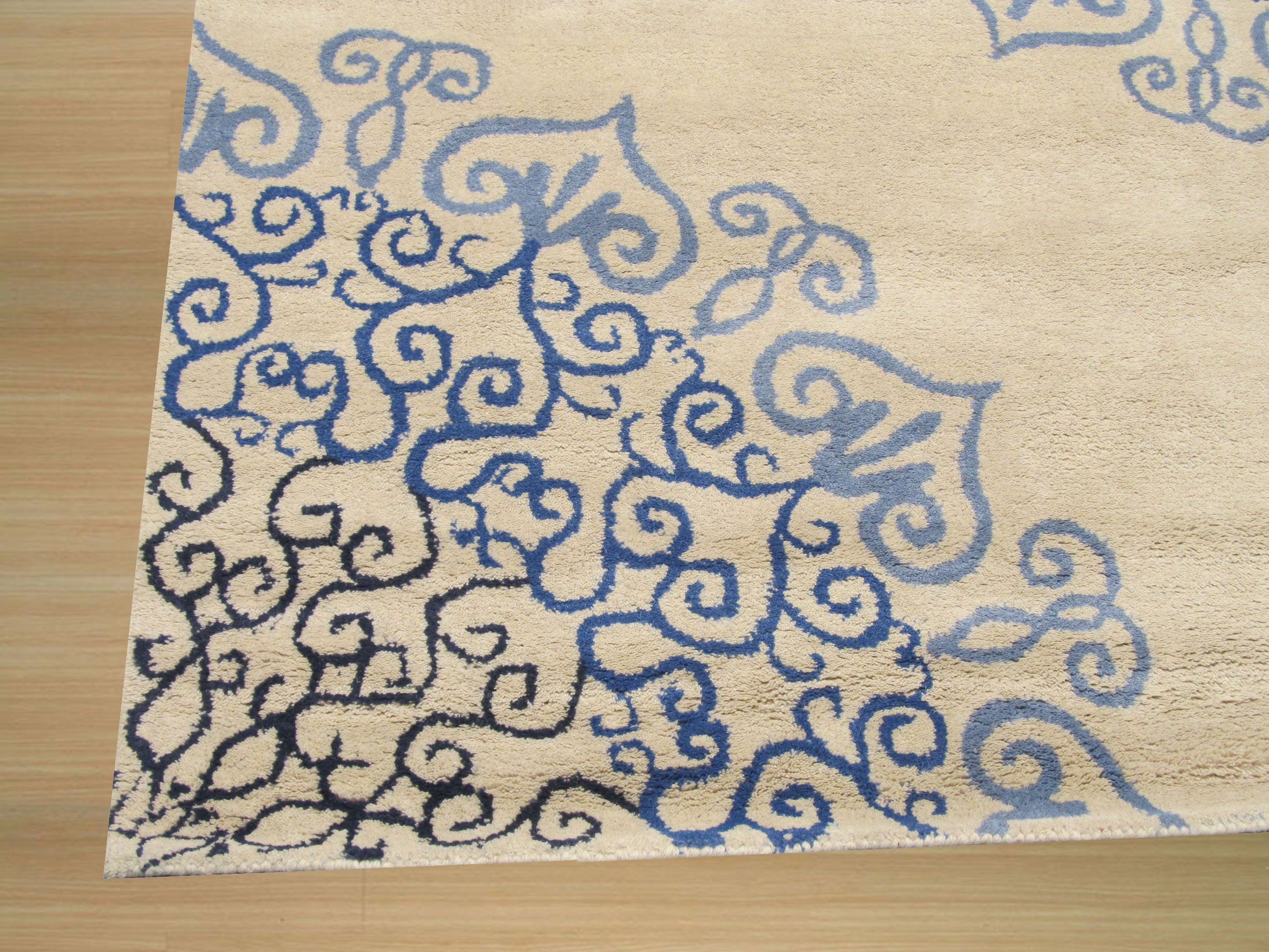EORC Hand-tufted Wool Blue Transitional Oriental Modern Naiin Rug