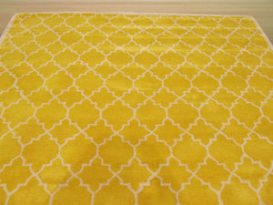EORC Hand-tufted Wool Yellow Transitional Moroccan Moroccan Rug
