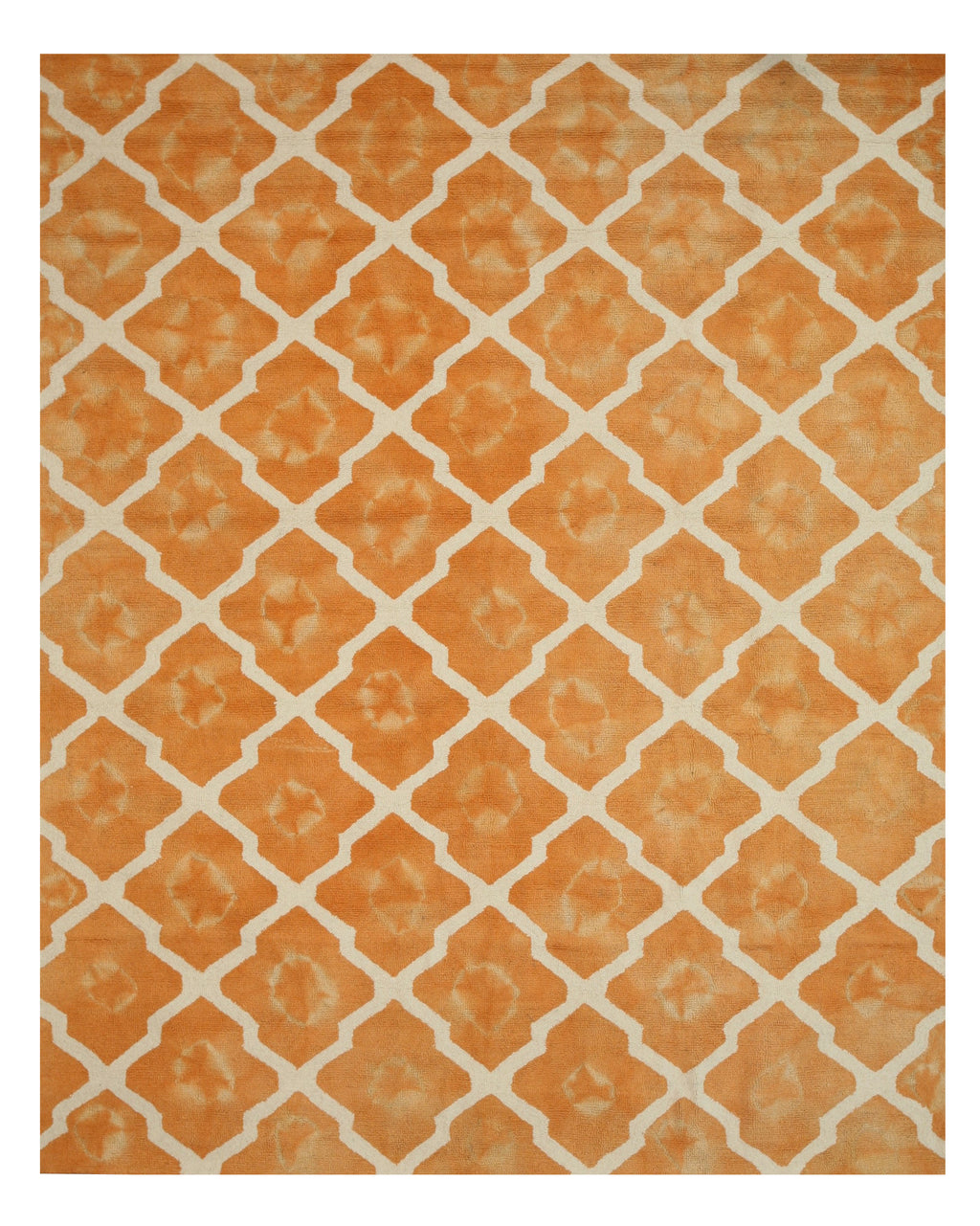 EORC Hand-tufted Wool Orange Transitional Geometric Tie-dye Moroccan Rug
