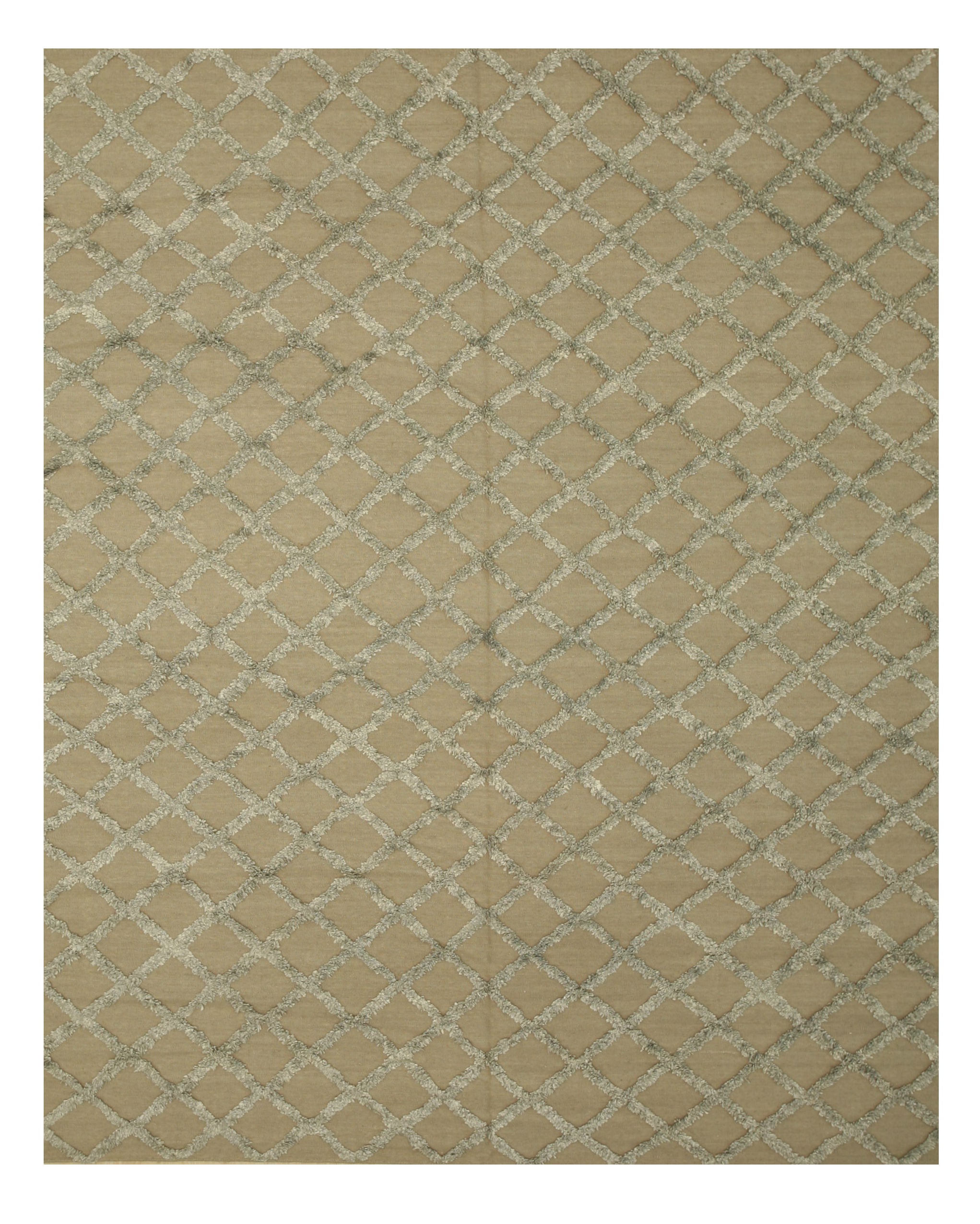EORC Handwoven Wool & Viscose Camel Transitional Trellis Marakesh Trellis Rug