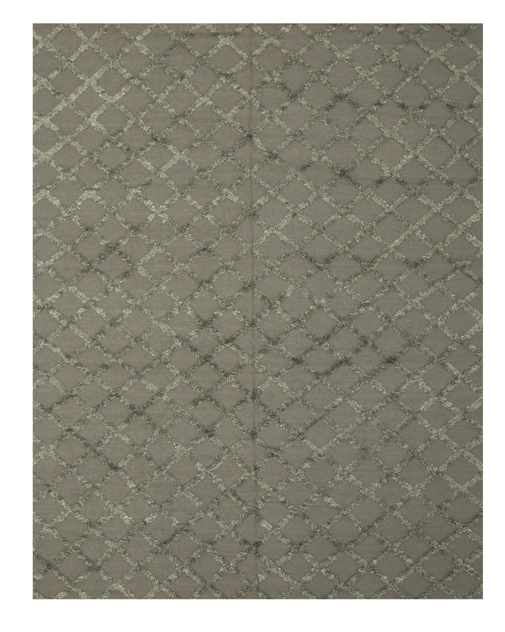 EORC Handwoven Wool & Viscose Gray Transitional Trellis Marakesh Trellis Rug
