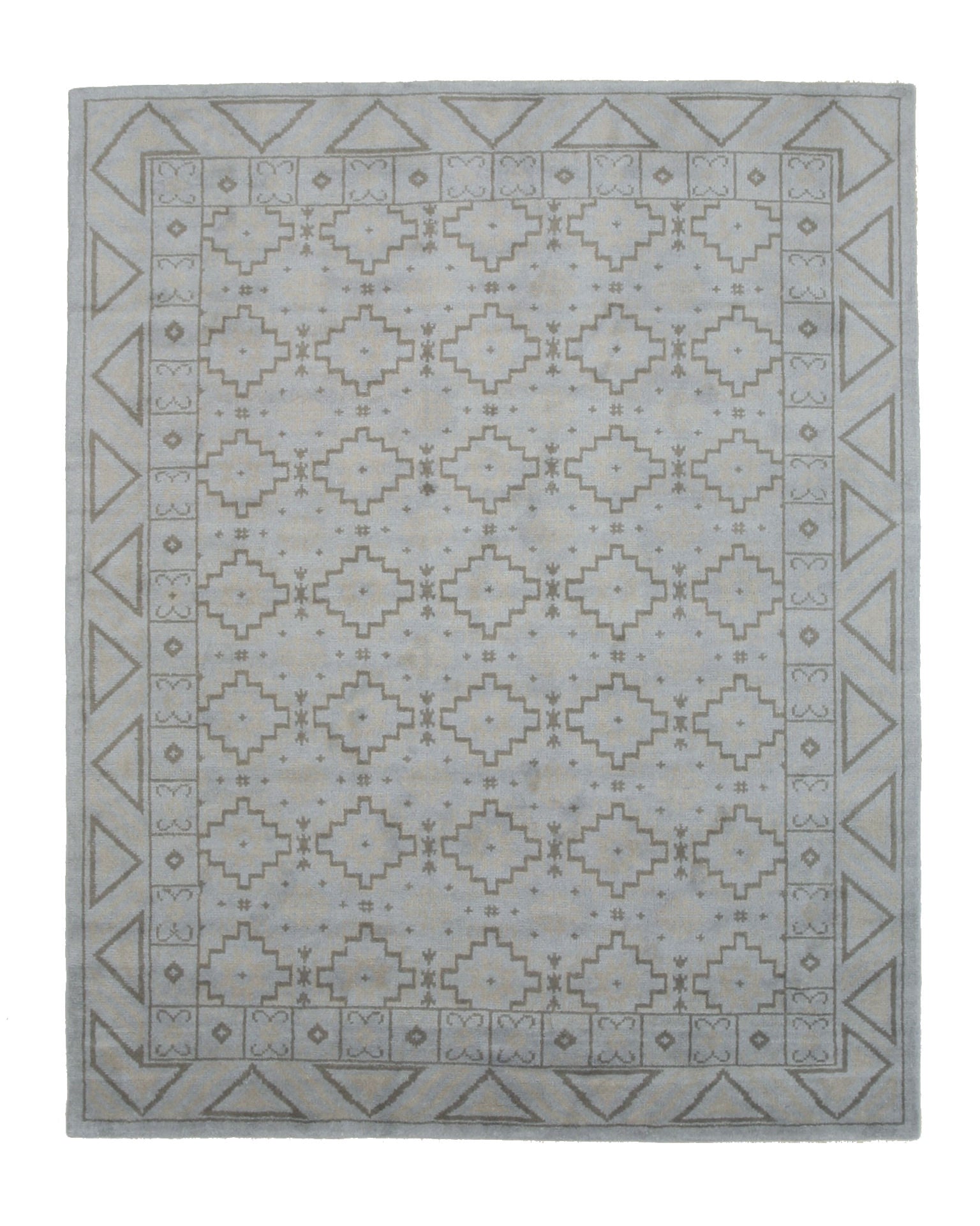 EORC Hand-knotted Wool Gray Traditional Geometric Sivas Rug
