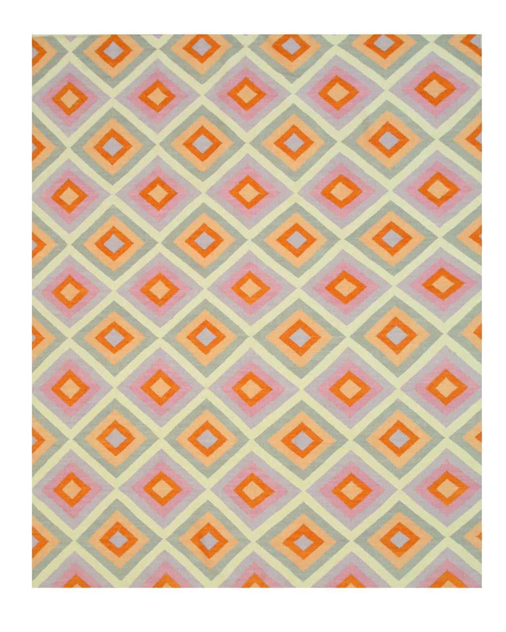EORC Handmade Wool Multicolored Contemporary Geometric Reversible Flatweave Hollie Rug