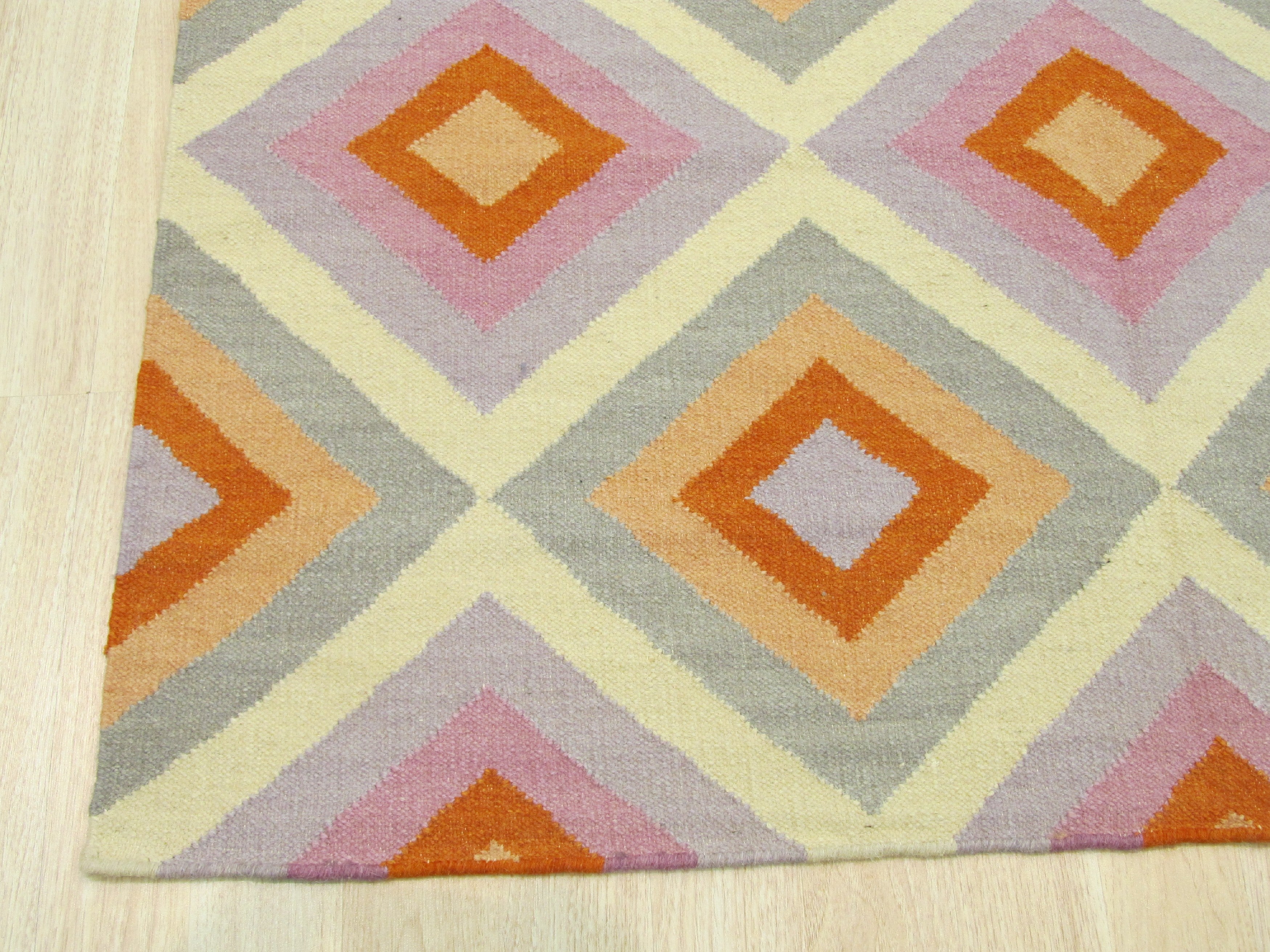 EORC Handmade Wool Multicolored Contemporary Geometric Reversible Flatweave Hollie Rug