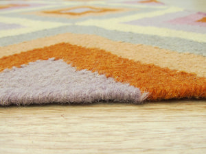 EORC Handmade Wool Multicolored Contemporary Geometric Reversible Flatweave Hollie Rug