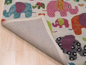 EORC Hand-tufted Wool Ivory Transitional Kid's Kid's Elephant Rug