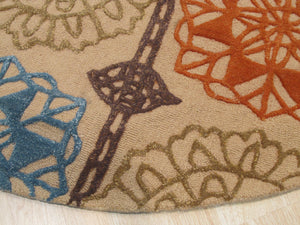 EORC Hand-tufted Wool Beige Transitional Geometric Matrix Rug