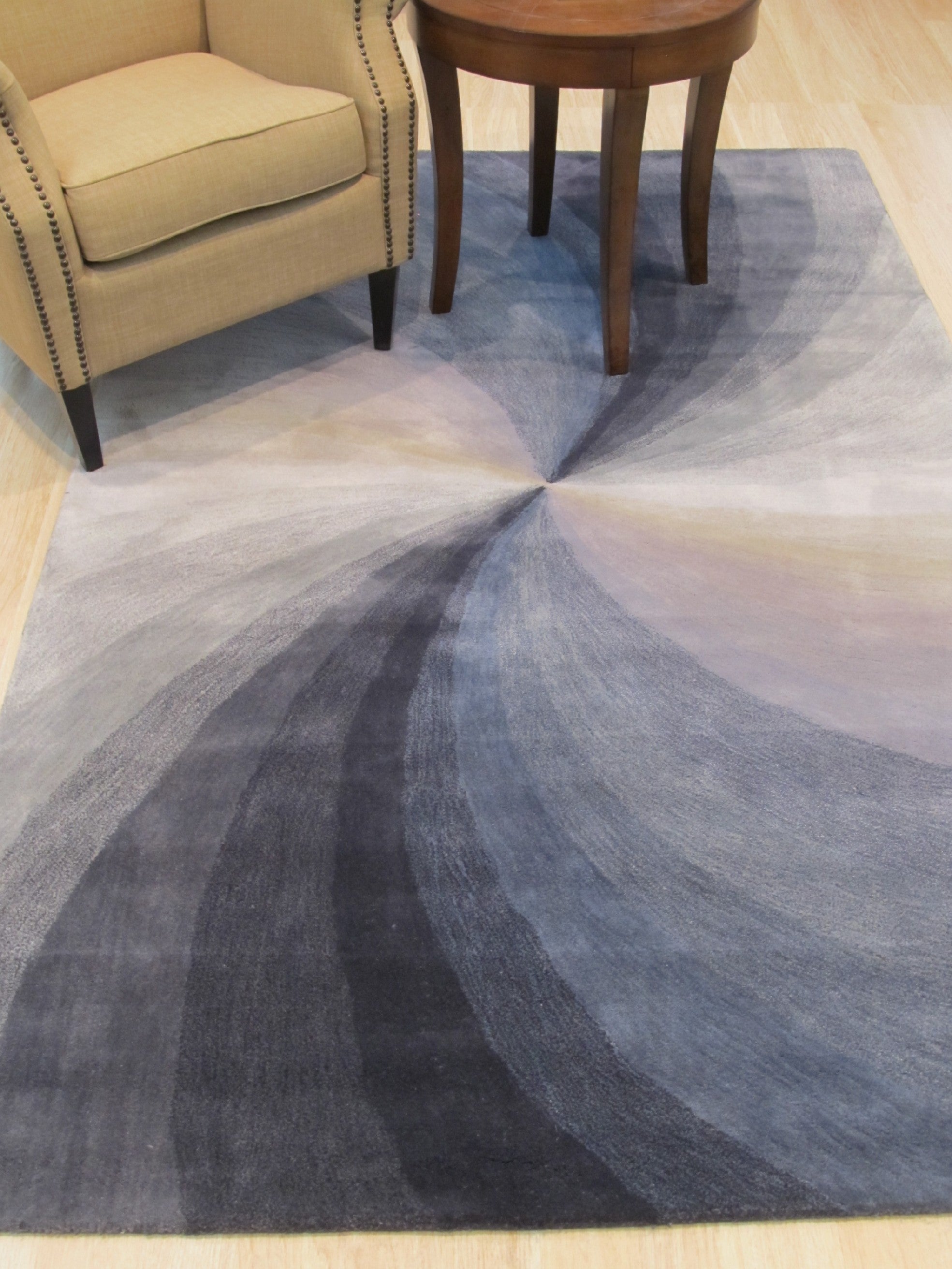 EORC Hand-tufted Wool Blue Contemporary Abstract Swirl Rug