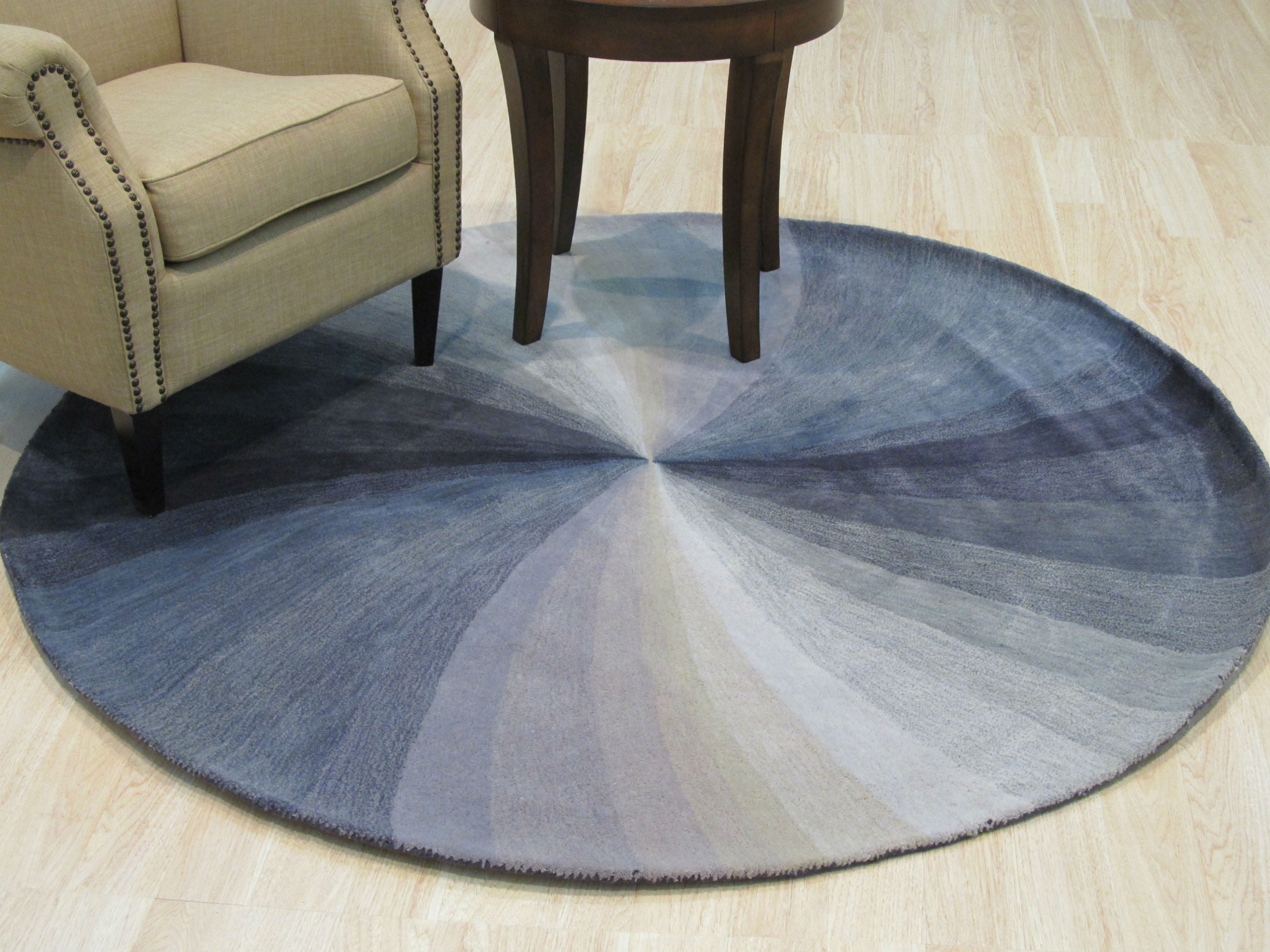 EORC Hand-tufted Wool Blue Contemporary Abstract Swirl Rug