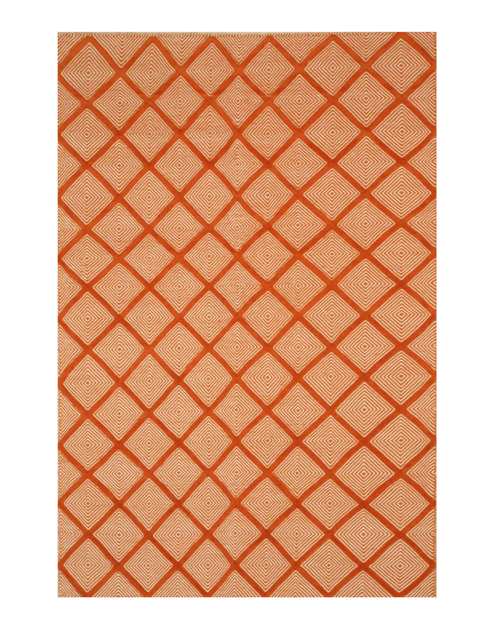 EORC Handmade Wool Orange Transitional Trellis Xavier Rug