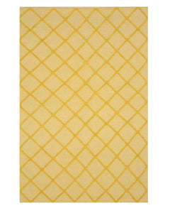 EORC Handmade Wool Yellow Transitional Trellis Xavier Rug