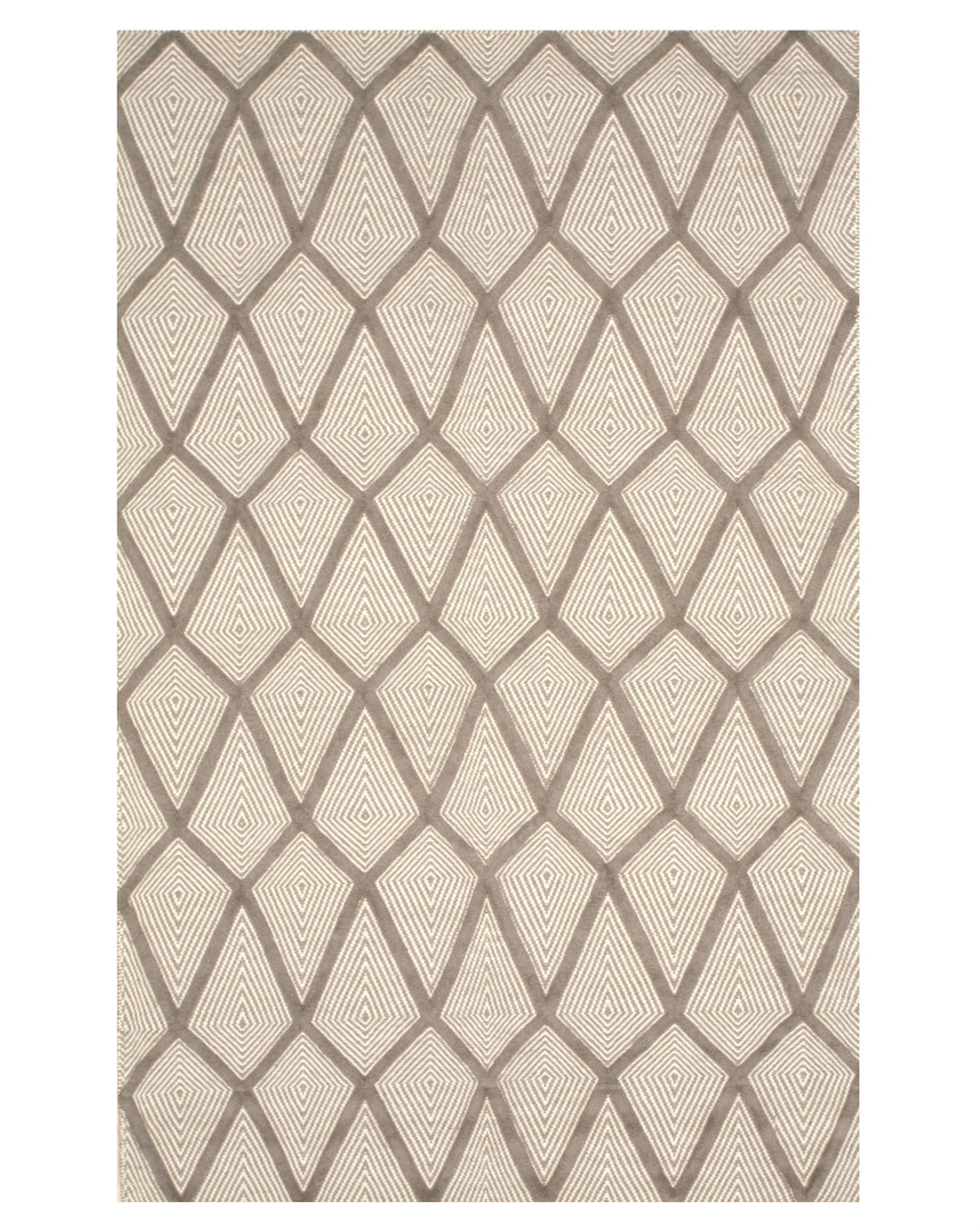 EORC Handmade Wool Gray Transitional Trellis Xavier Rug