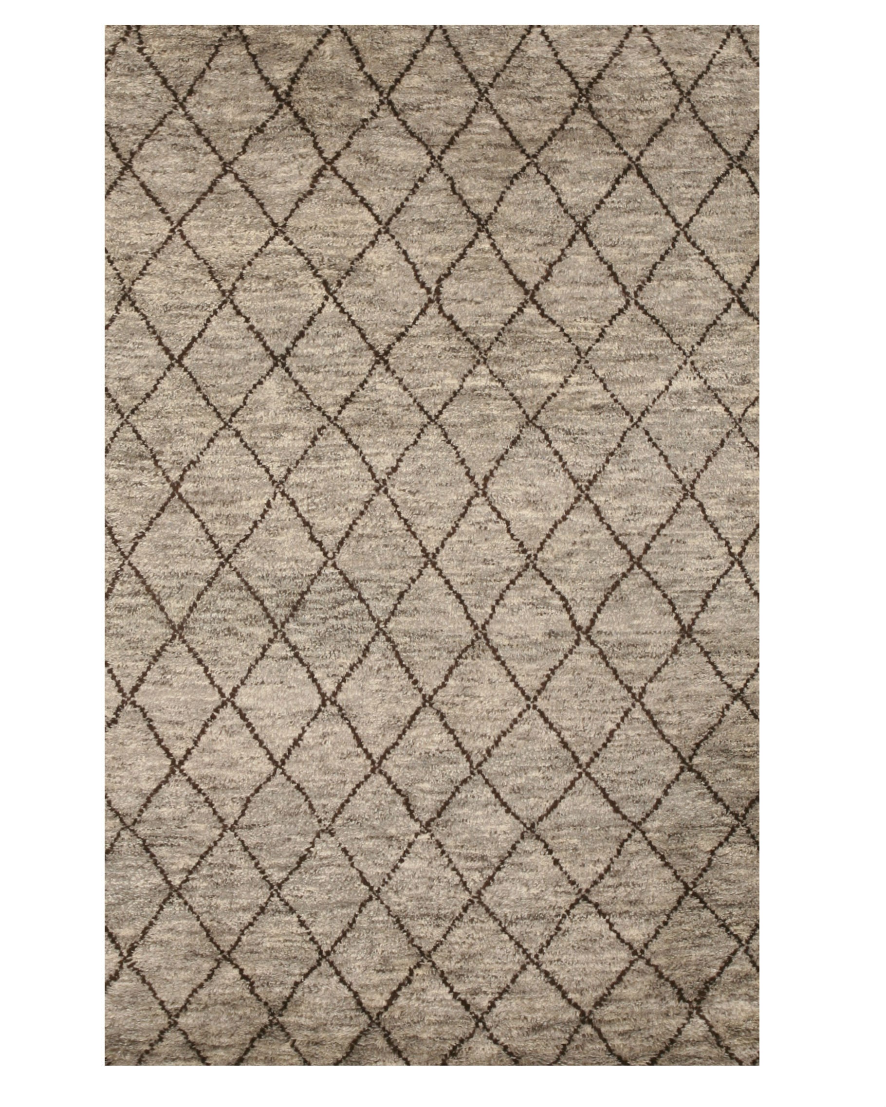 EORC Hand-knotted Wool Gray Transitional Trellis Moroccan Rug