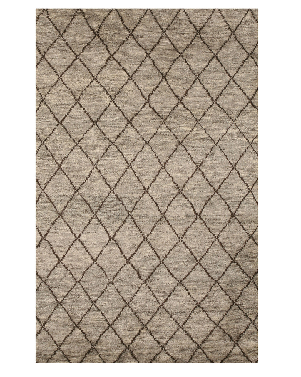 EORC Hand-knotted Wool Gray Transitional Trellis Moroccan Rug