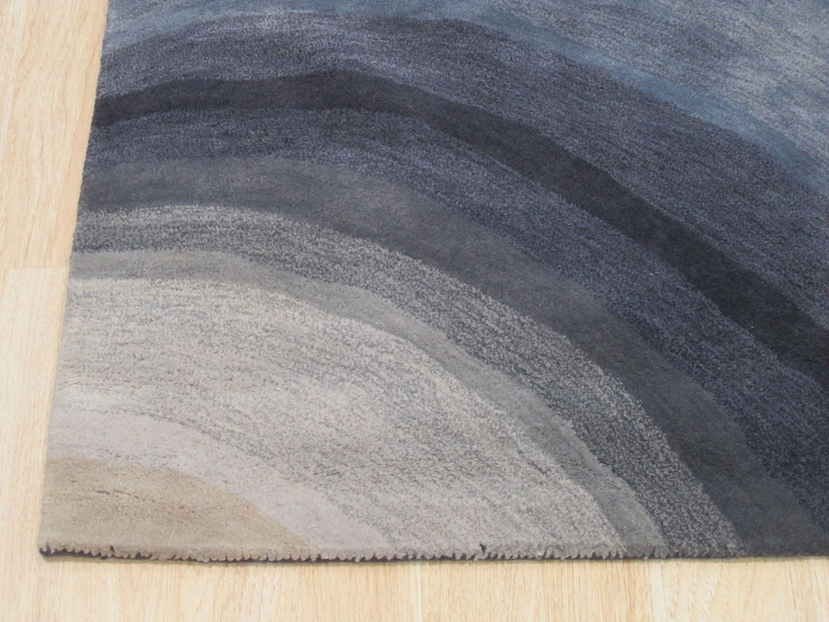 EORC Hand-tufted Wool Blue Contemporary Abstract Desertland Rug