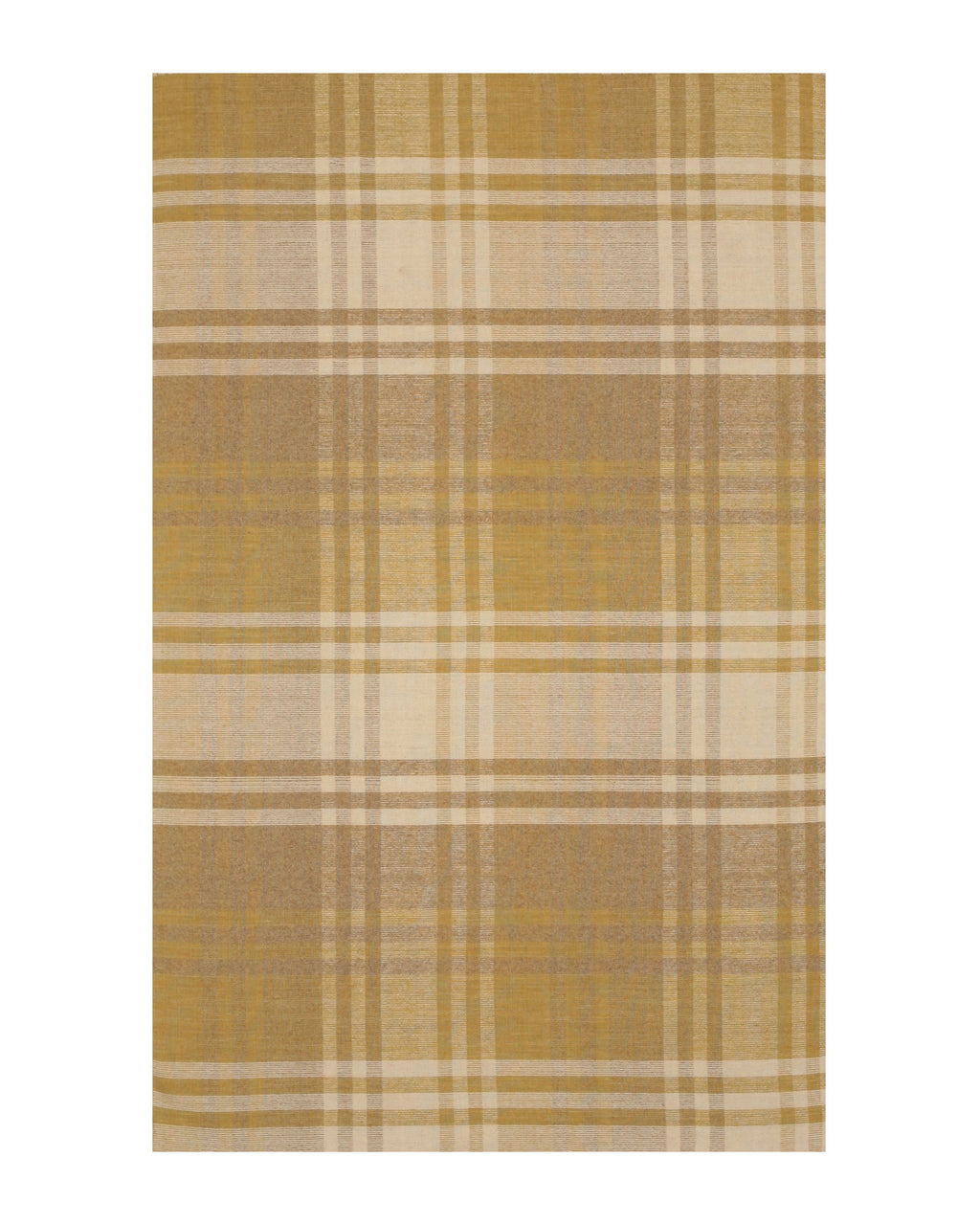 EORC Handmade Wool Yellow Transitional Geometric Plaid Rug