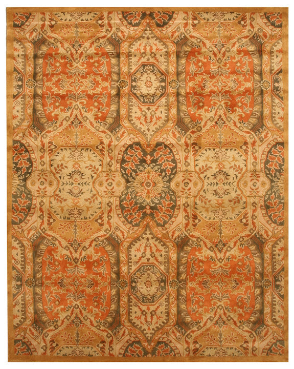 EORC Hand-tufted Wool Gold Transitional Floral Piazza Rug