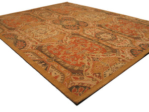 EORC Hand-tufted Wool Gold Transitional Floral Piazza Rug