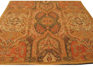 EORC Hand-tufted Wool Gold Transitional Floral Piazza Rug