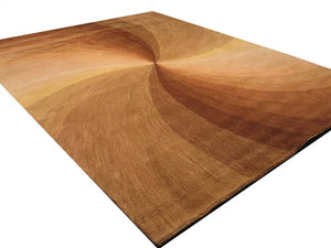 EORC Hand-tufted Wool Brown Contemporary Abstract Swirl Rug