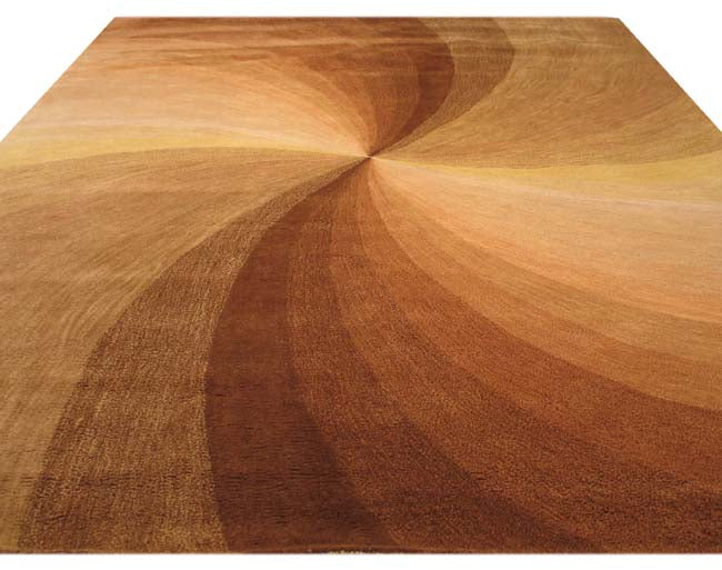 EORC Hand-tufted Wool Brown Contemporary Abstract Swirl Rug