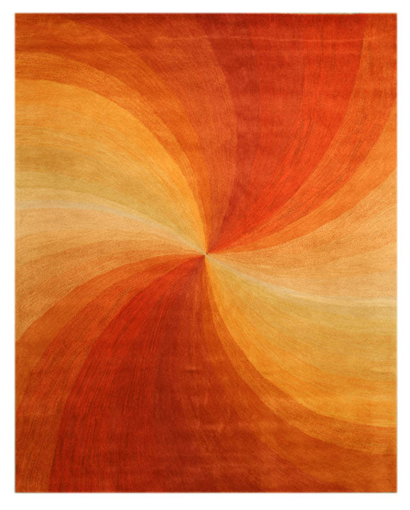 EORC Hand-tufted Wool Orange Contemporary Abstract Swirl Rug