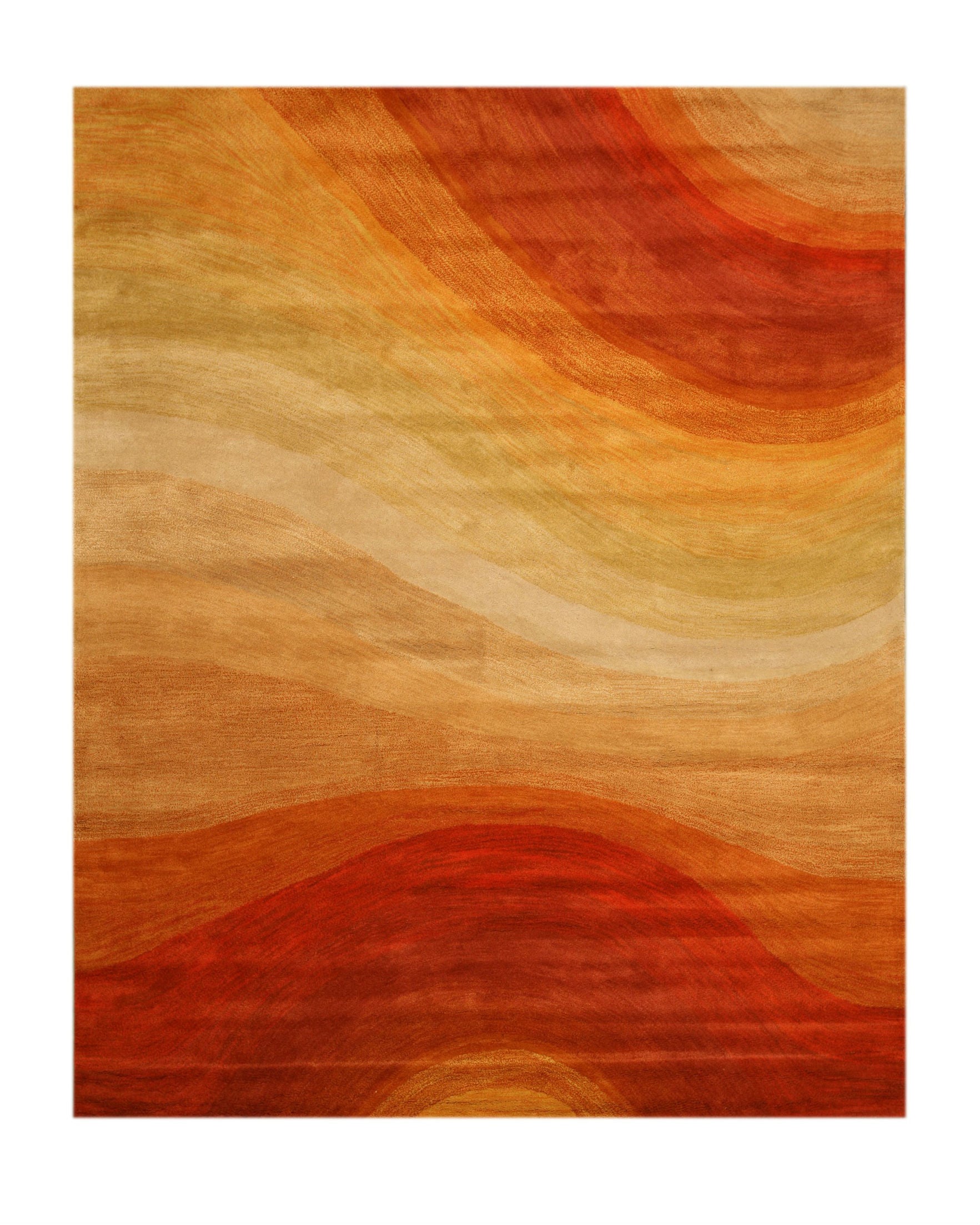 EORC Hand-tufted Wool Orange Contemporary Abstract Desertland Rug