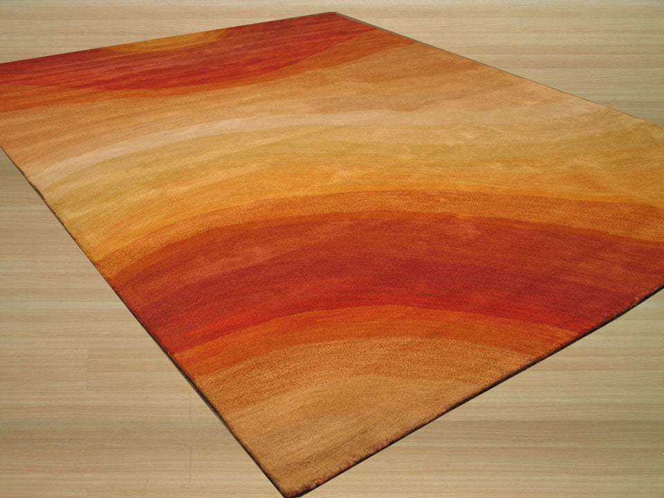 EORC Hand-tufted Wool Orange Contemporary Abstract Desertland Rug