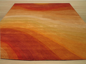 EORC Hand-tufted Wool Orange Contemporary Abstract Desertland Rug