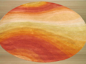EORC Hand-tufted Wool Orange Contemporary Abstract Desertland Rug