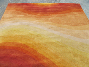 EORC Hand-tufted Wool Orange Contemporary Abstract Desertland Rug