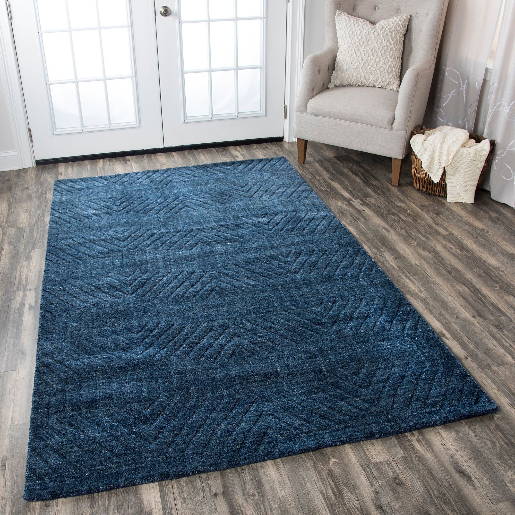 Rizzy Home Technique TC8576 Navy Solid Area Rug