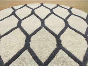 EORC Hand-tufted Wool Beige Transitional Geometric Chain-Link Rug