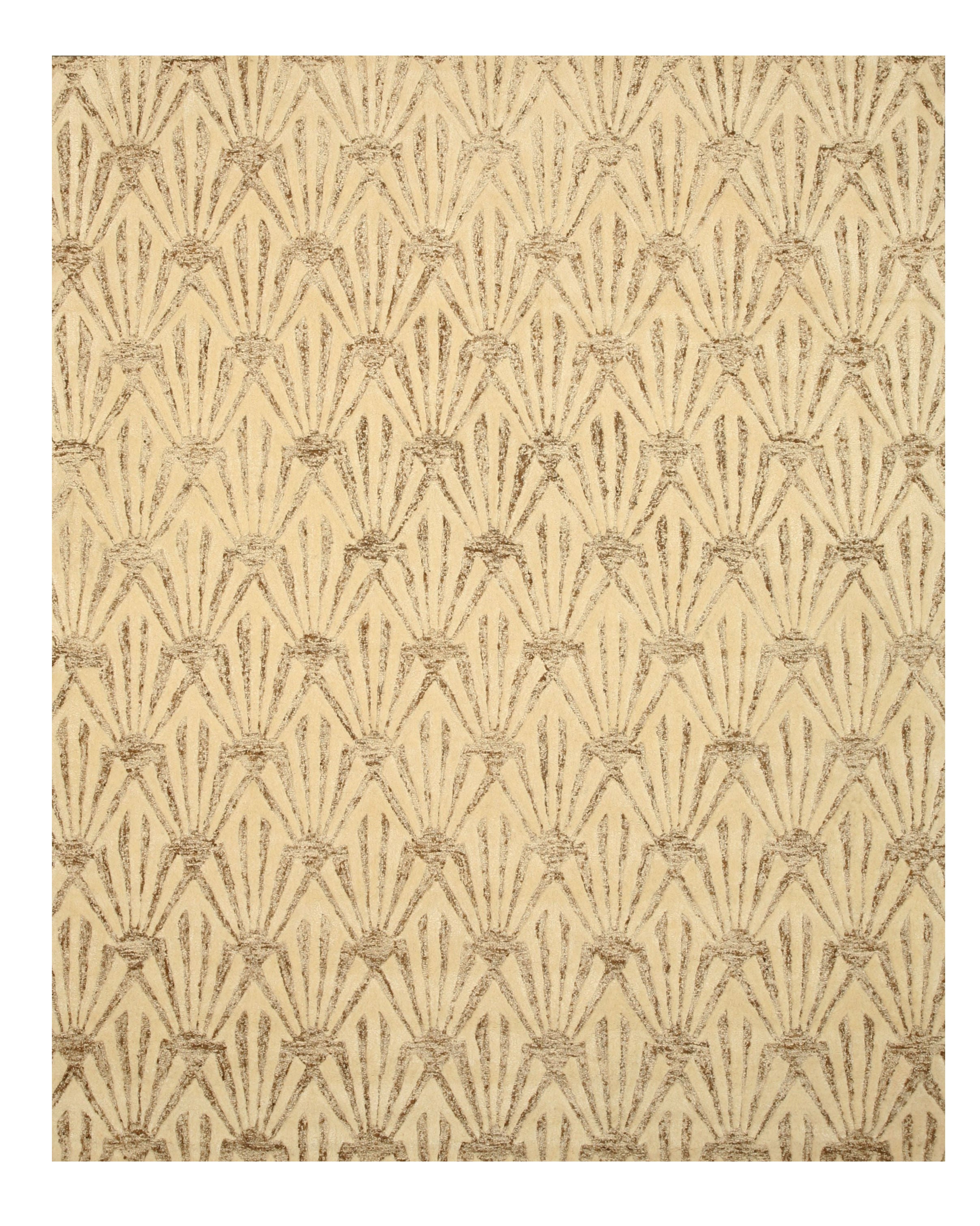 EORC Hand-tufted Wool & Viscose Ivory Transitional Trellis Montego Rug