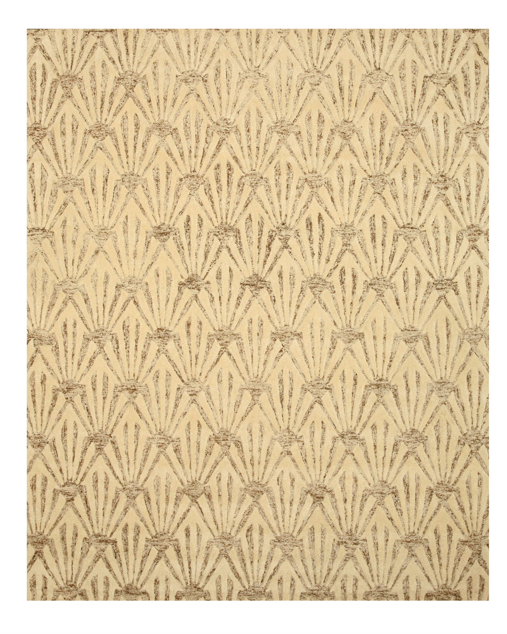 EORC Hand-tufted Wool & Viscose Ivory Transitional Trellis Montego Rug
