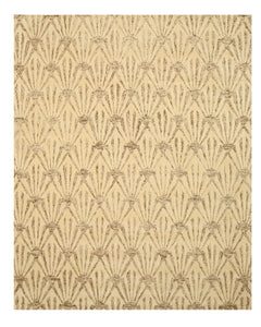 EORC Hand-tufted Wool & Viscose Ivory Transitional Trellis Montego Rug