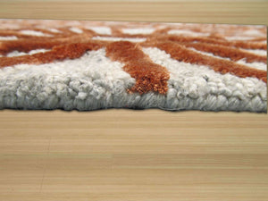 EORC Hand-tufted Wool & Viscose Beige Transitional Trellis Sunflower Rug