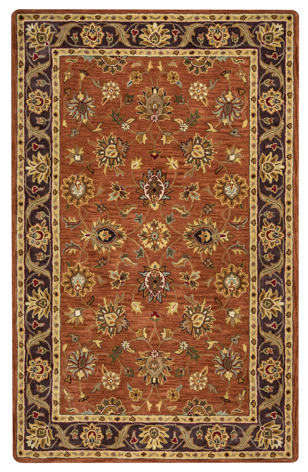 Rizzy Home Valintino VN9456 Rust Border Area Rug