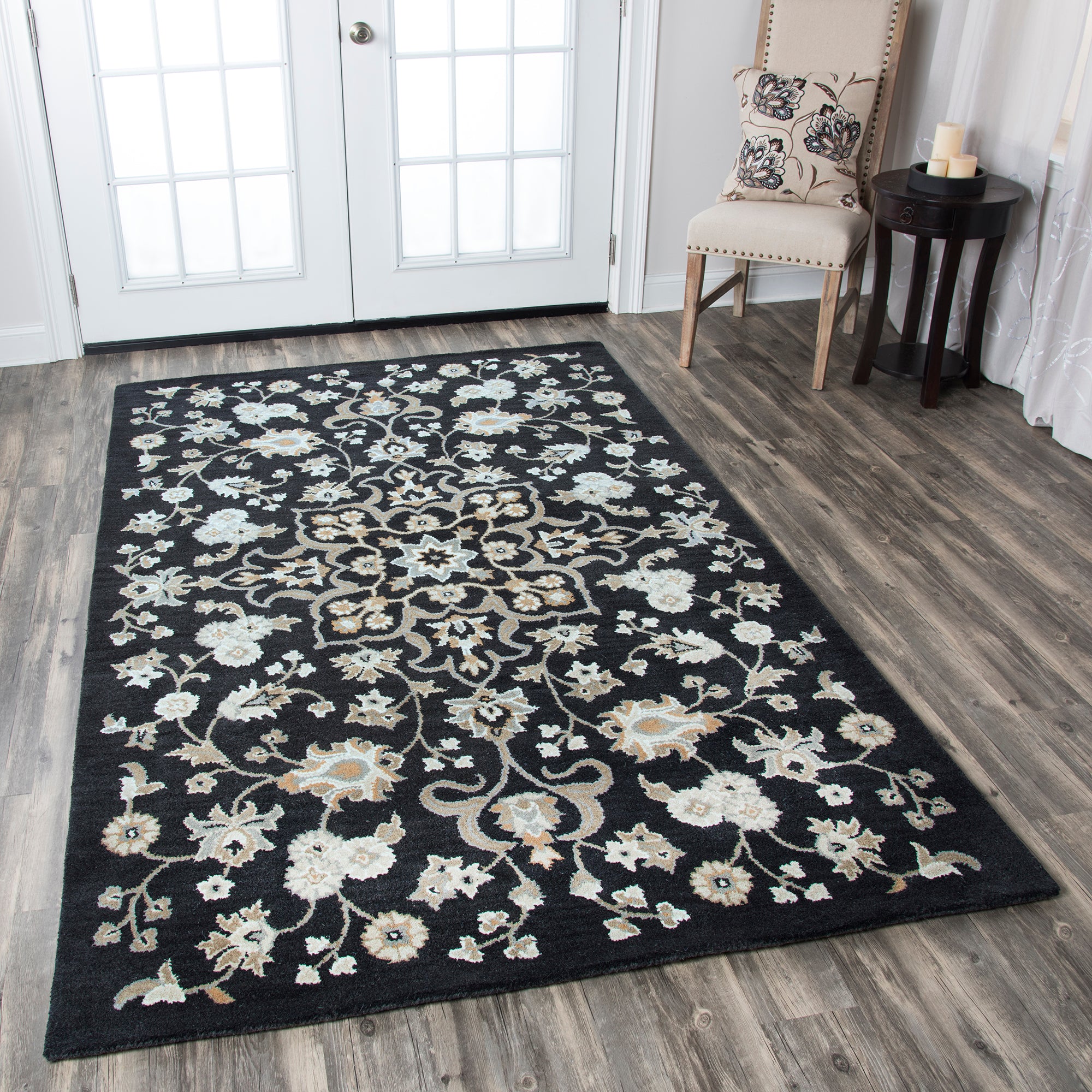 Rizzy Home Valintino VN9534 Black Floral Area Rug
