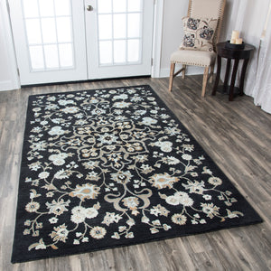 Rizzy Home Valintino VN9534 Black Floral Area Rug