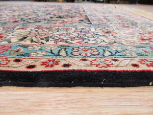 EORC Hand-knotted Silk Black Traditional Oriental Sino-Persian Rug