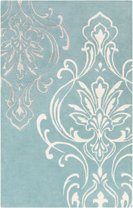 Surya Modern Classics CAN2011 Blue/Neutral Medallion and Damask Area Rug