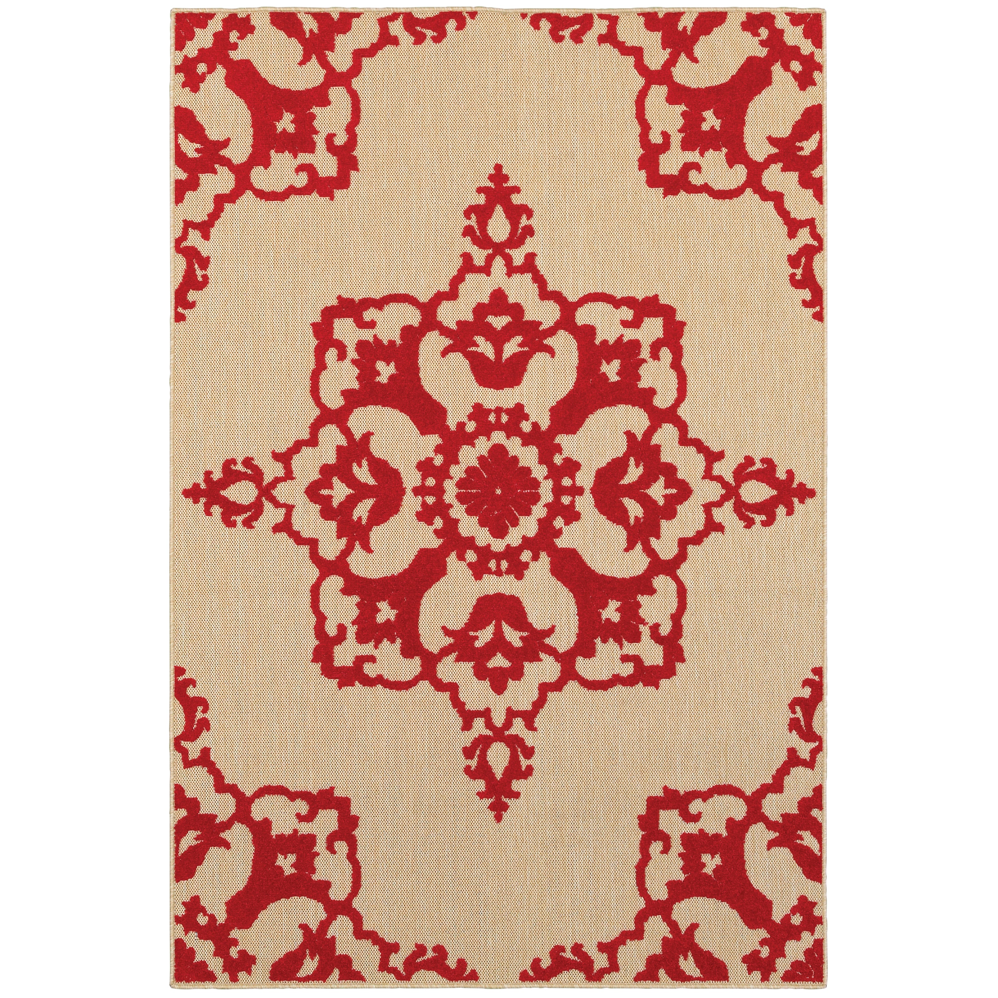 Oriental Weavers Cayman Sand/Red Floral 097R9 Area Rug