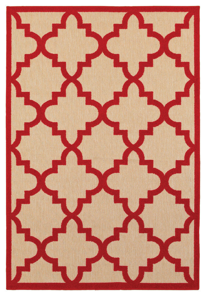 Oriental Weavers Cayman 660R9 Geometric Area Rug, Sand/Red, 1'10"x3'3" Rectangle