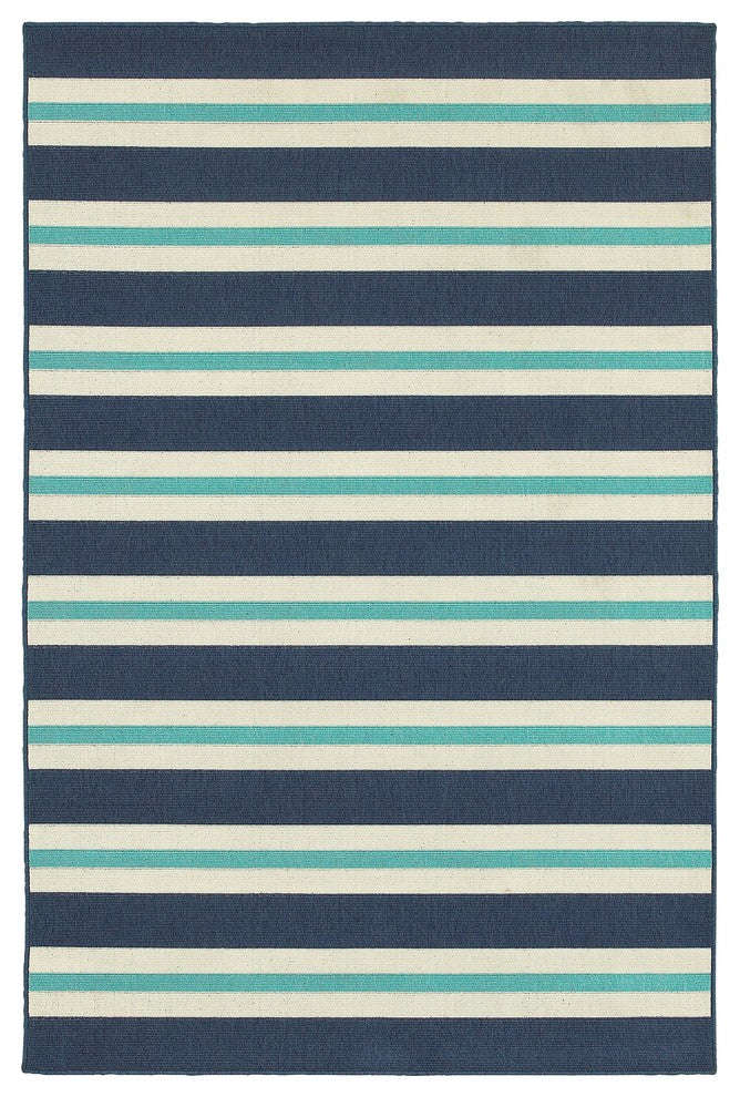 Oriental Weavers Meridian 5701B Stripe Area Rug, Blue/Ivory, 1'10"x2'10"