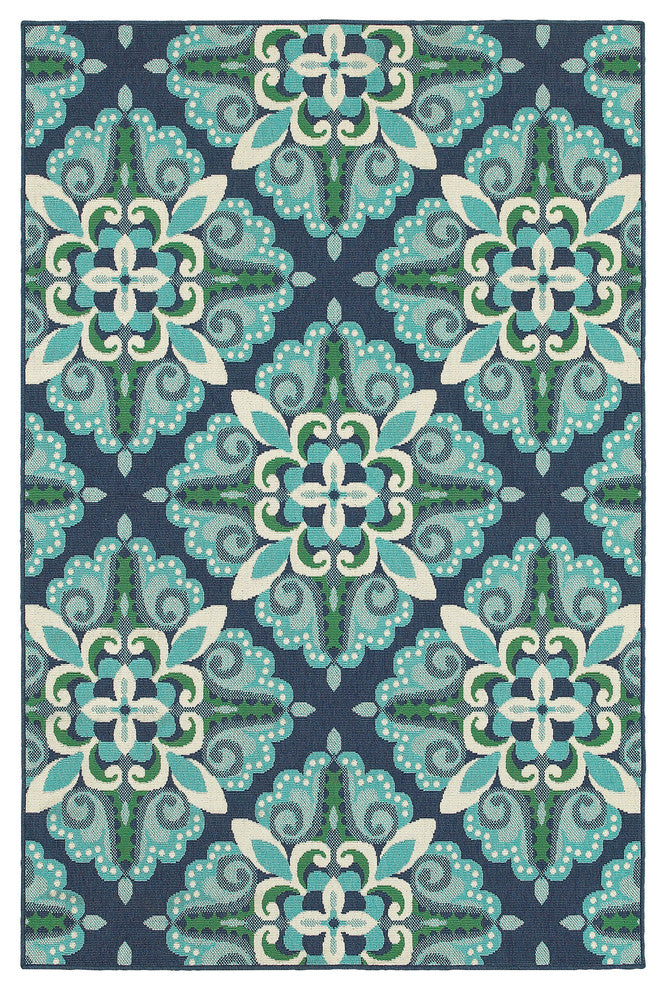 Oriental Weavers Meridian 2206B Medallion Area Rug, Blue/Green, 3'7"x5'6"
