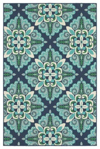 Oriental Weavers Meridian 2206B Medallion Area Rug, Blue/Green, 3'7"x5'6"