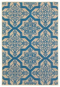 Oriental Weavers Cayman 2541M Geometric Area Rug, Sand/Blue, 7'10"x10'10"